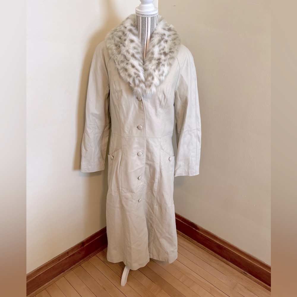 New long white leather coat